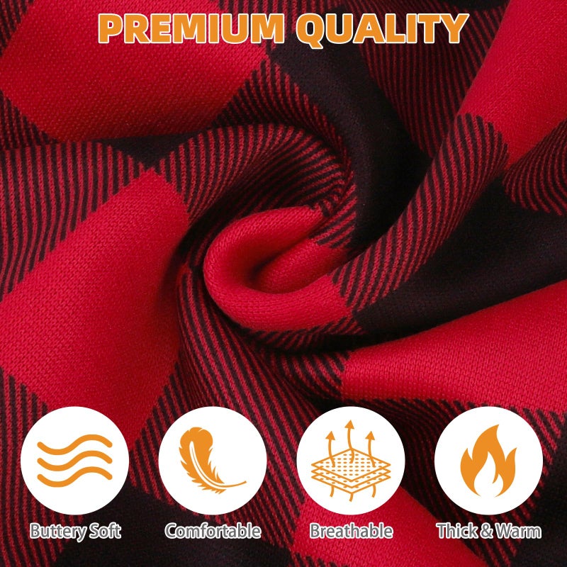 KOOLTAIL Plaid Dog Hoodie Pet Clothes Sweater with Hat and Pocket for Small Medium Large Size Dogs, Soft Winter Warm Dog Cold Weather Coat, Fleece Fall Dog Hooded Sweatshirt for Puppy Cats, Red S - Image 5